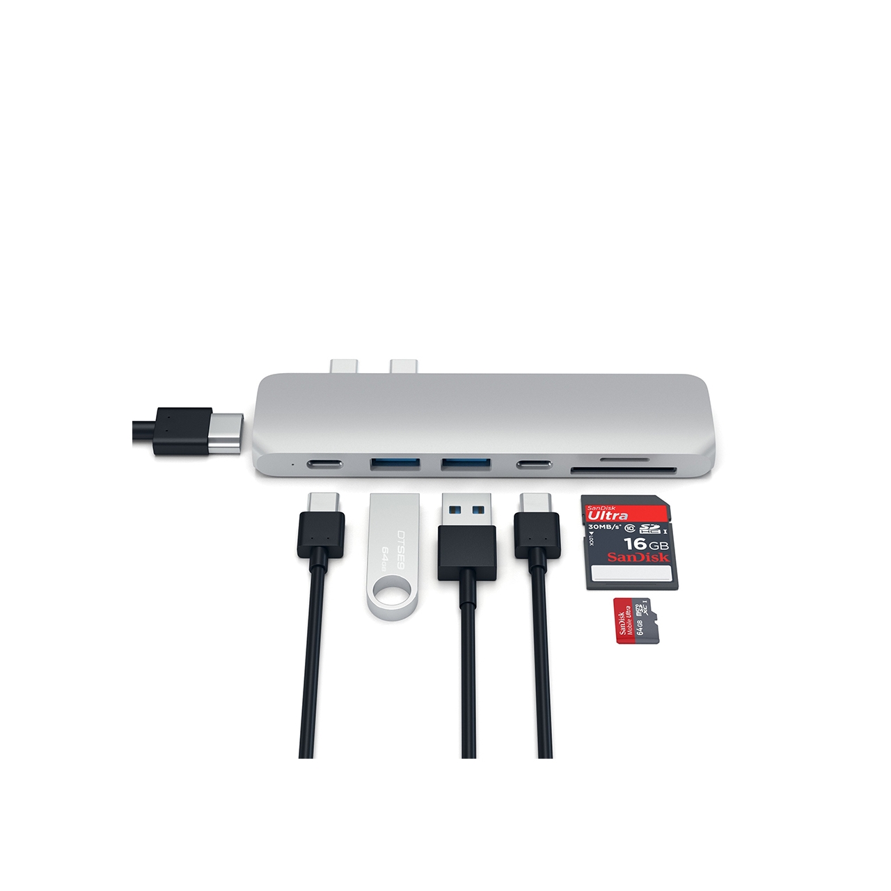 PRO HUB USB-C CON 4K HDMI + USB-C + CARD READER SILVER-3