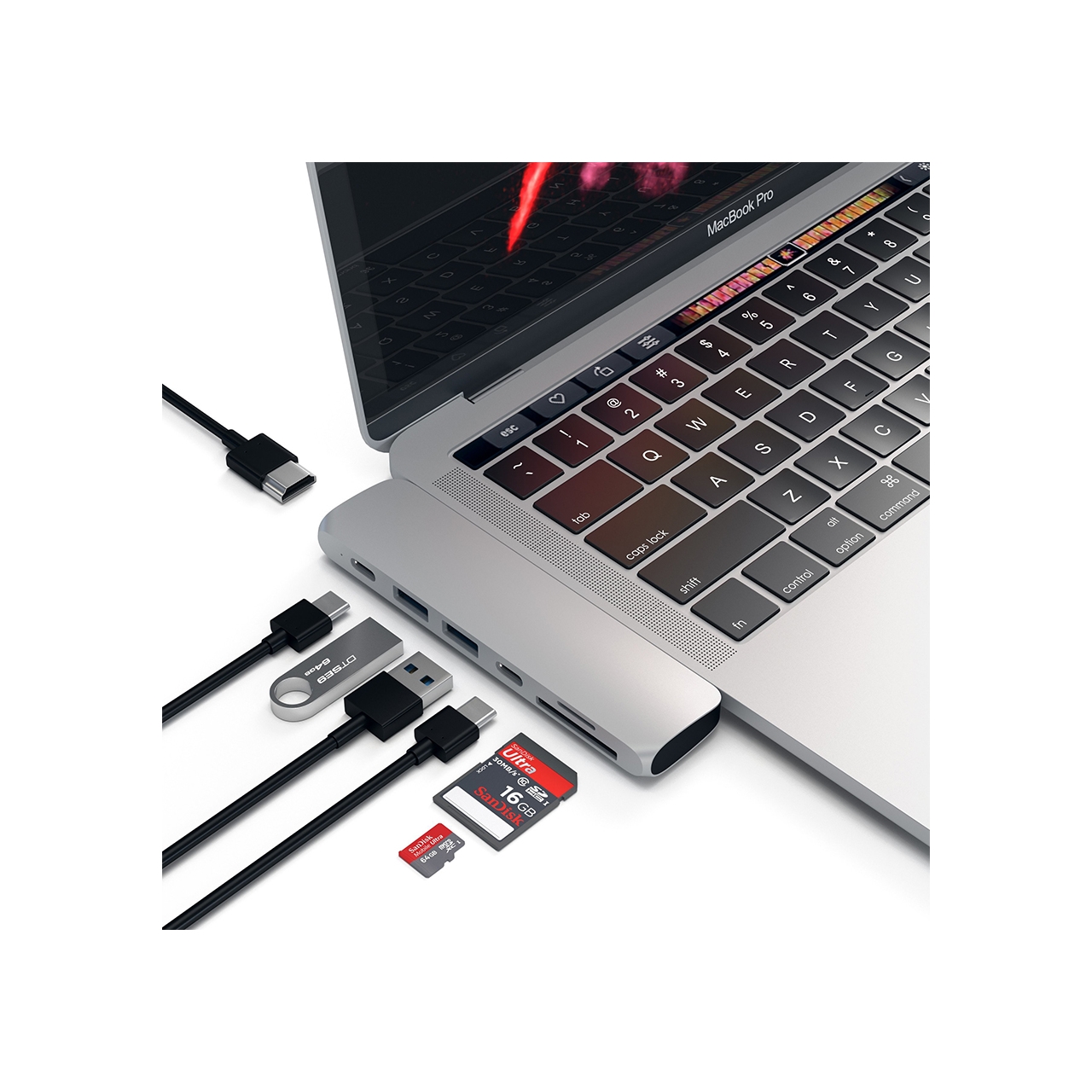 PRO HUB USB-C CON 4K HDMI + USB-C + CARD READER SILVER-1