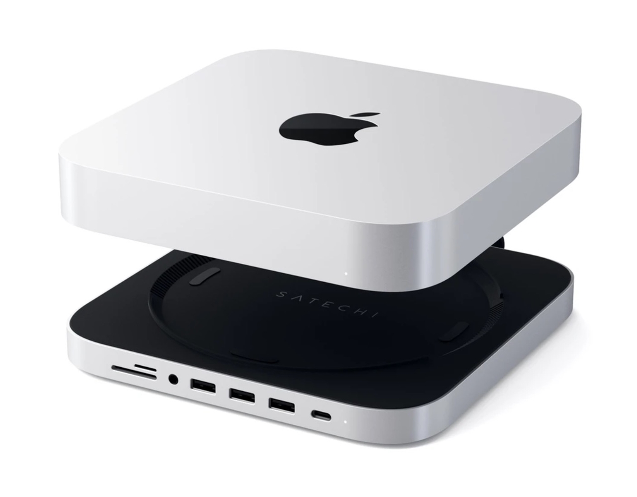 SUPPORTO CON HUB IN ALLUMINIO PER MAC MINI - SILVER-1