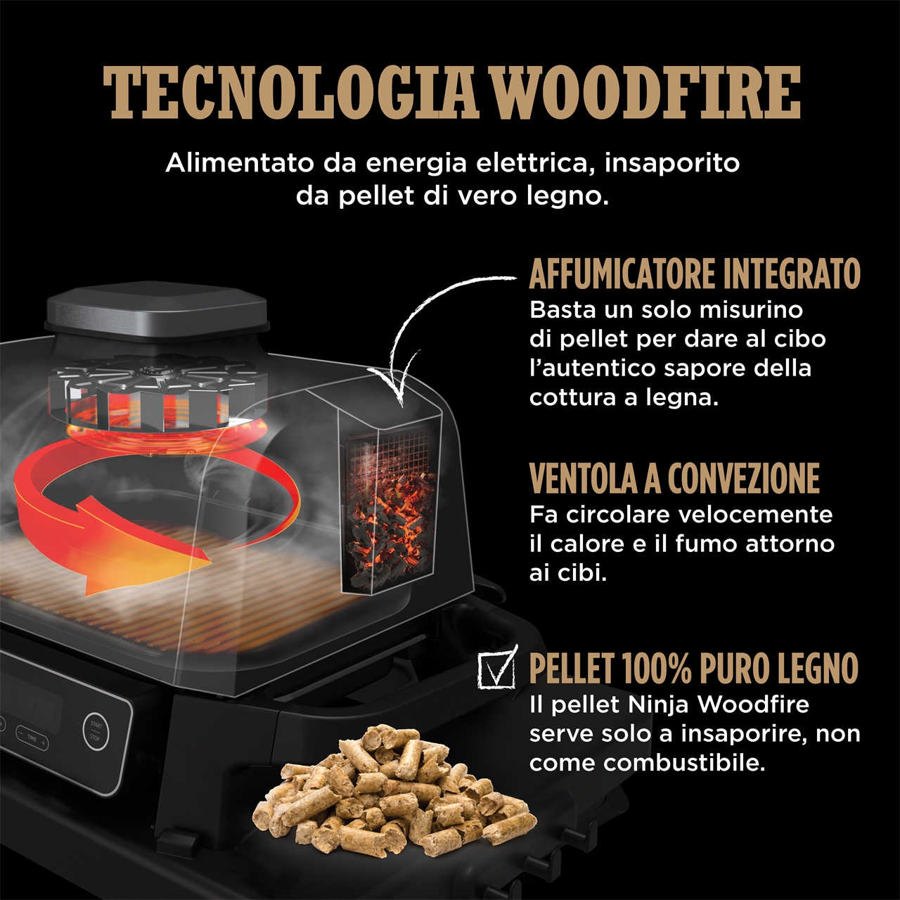 BARBECUE ELETTRICO CON AFFUMICATORE NINJA WOODFIRE OG701EU-9