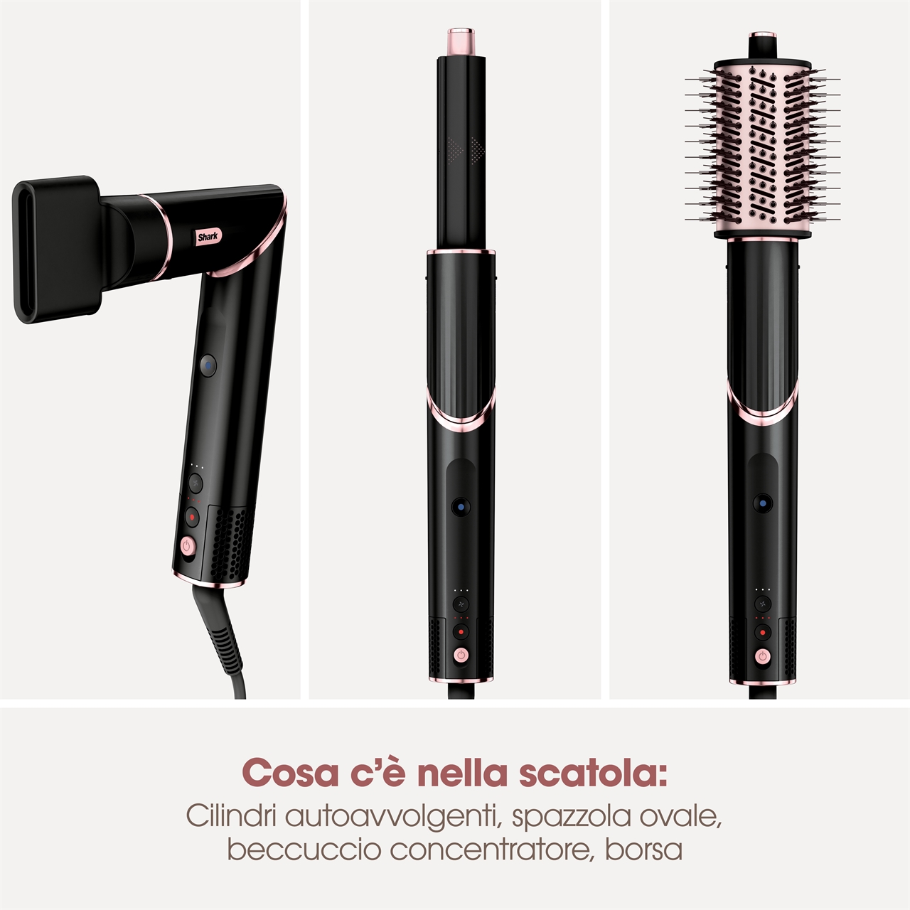 STYLER E ASCIUGACAPELLI SHARK FLEXSTYLE - NERO E ORO ROSA HD424EU-4